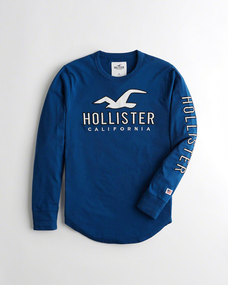 Magliette Hollister Uomo Logo Blu Italia (316SRWJK)